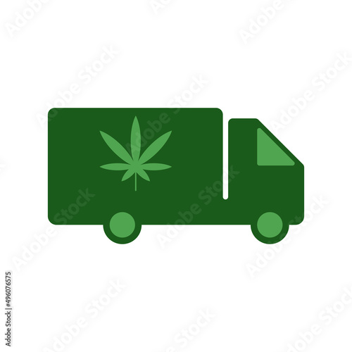 Cannabis truck vector icon on white background