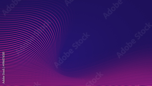 Wavy pink lines on a purple or dark blue background. Modern and trendy abstract background in 4k resolution. Flowing lines pattern.