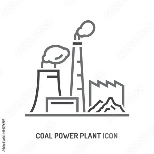 Coal power station icon. Editable vector illustration