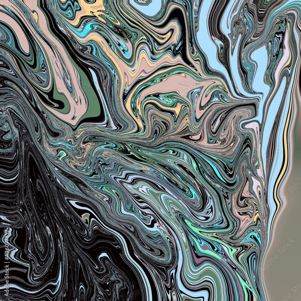 Fototapeta premium Liquid Swirl abstract geometric colorful texture with random wavy shapes and lines in light and dark colors