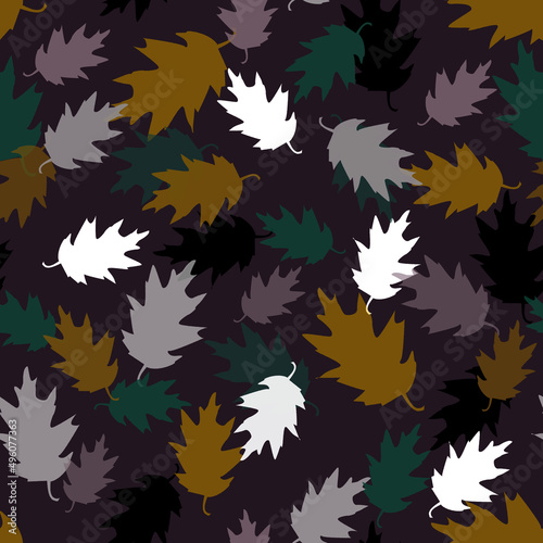 Bright seamless pattern with abstract colorful falling leaves for design use