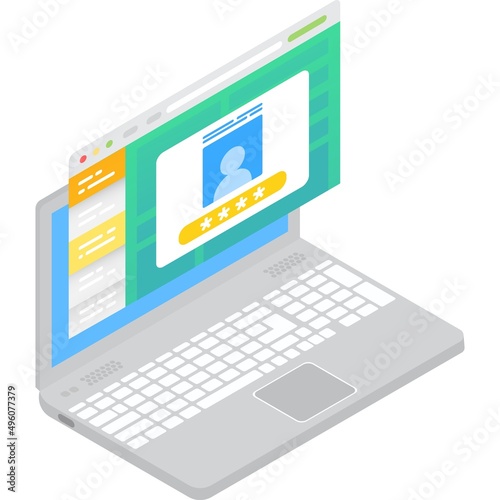 Enter security password vector 3d icon isolated