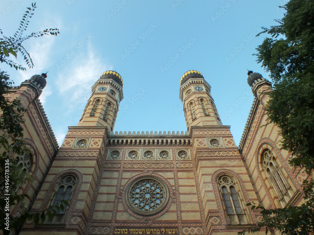 Dohány Street Synagogue, Budapest, Hungary, Europe, External view of the The Great Synagogue, Historical Building of Budapest Dohány Street Synagogue, Budapest, Hungary, Europe, External view of the The Great Synagogue, Historical Building of Budapest