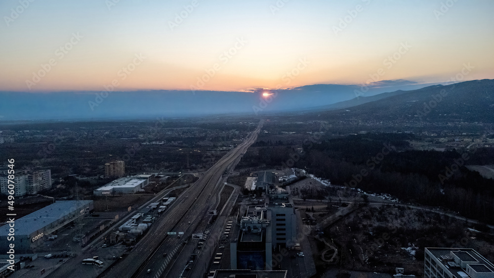 Drone urban photography Sofia, Bulgaria