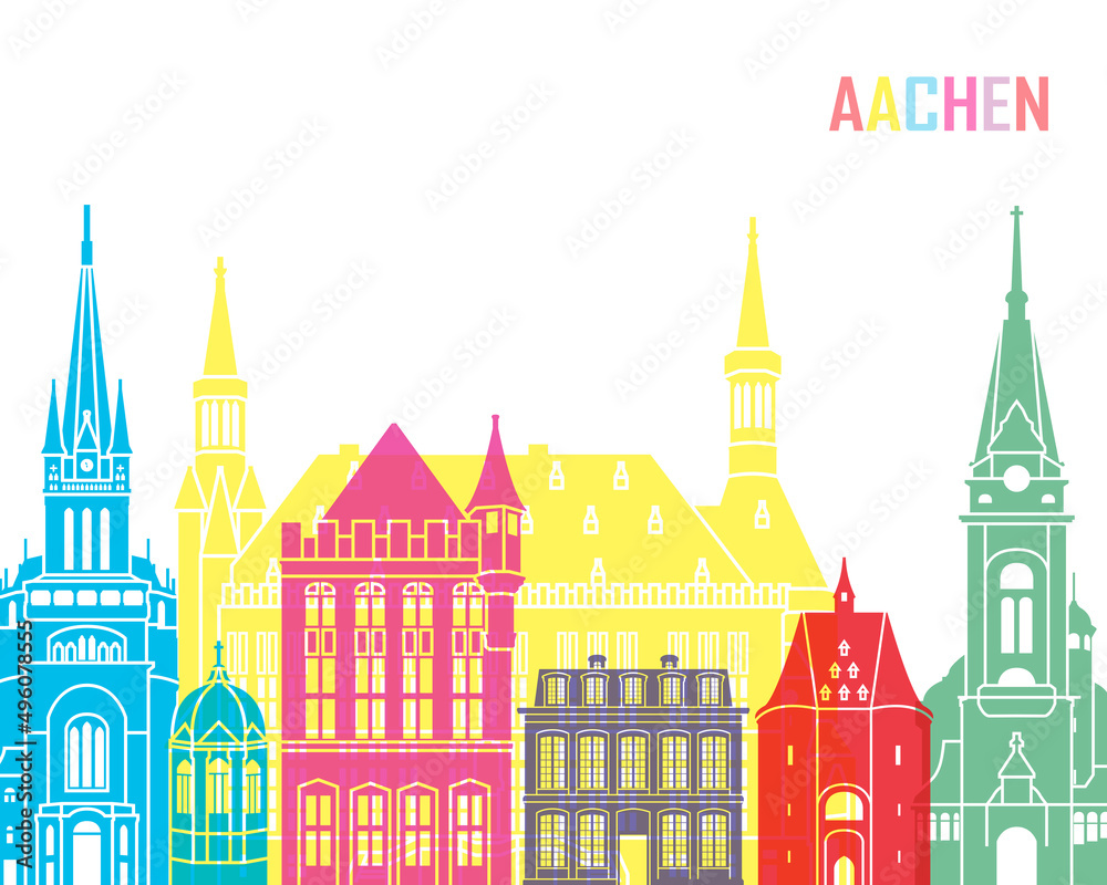 Fototapeta premium Aachen skyline pop