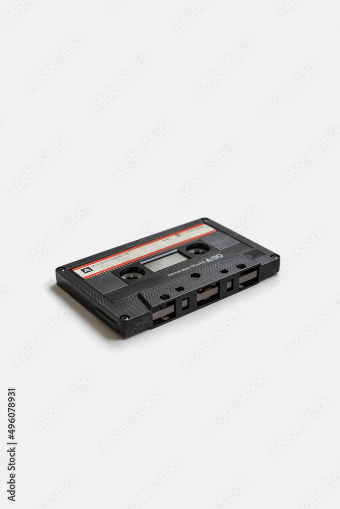 Old audio cassette isolated on white background. Old audio cassette isolated on white background.