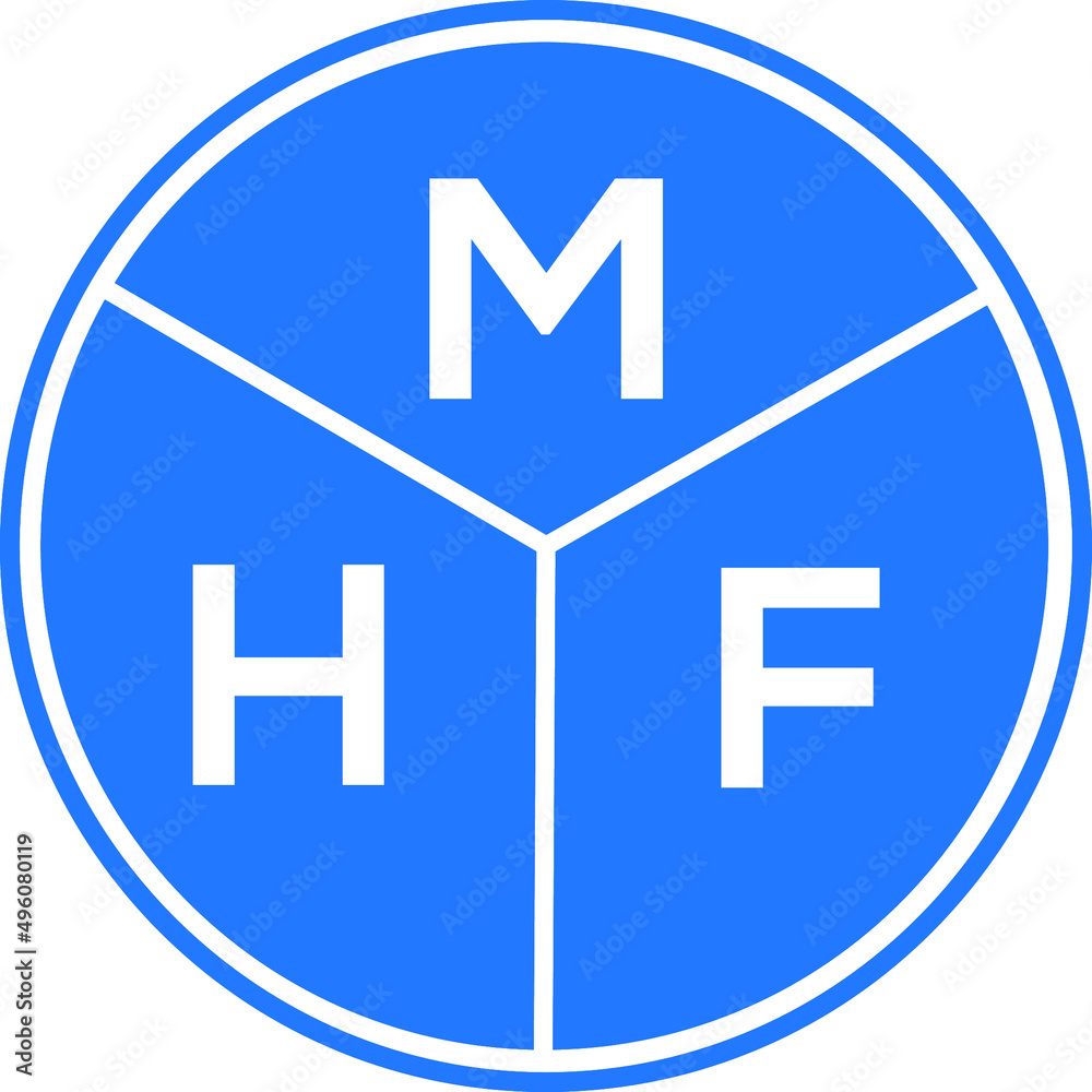 MHF letter logo design on white background. MHF  creative circle letter logo concept. MHF letter design.