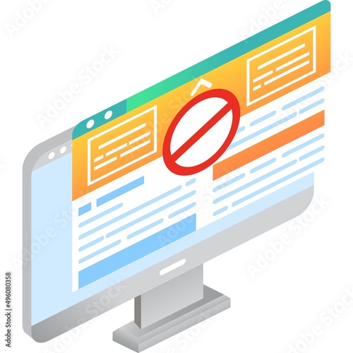Unreliable site vector 3d isometric computer icon