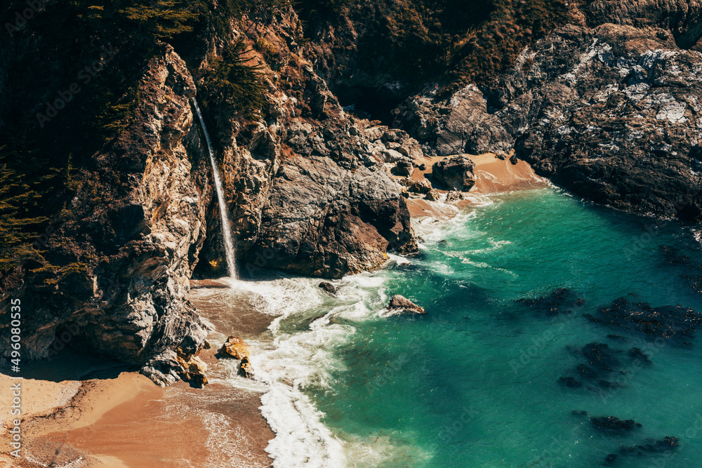 mcway falls in big sur on a summer day