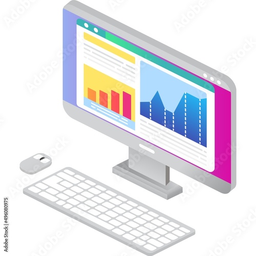 Online site statistics vector 3d computer icon