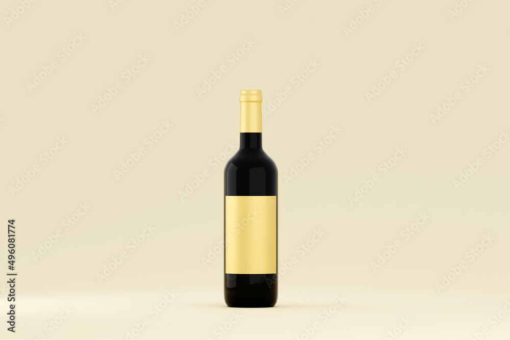 Red wine bottle mockup with white label on white background. 3D illustration Red wine bottle mockup with white label on white background. 3D illustration