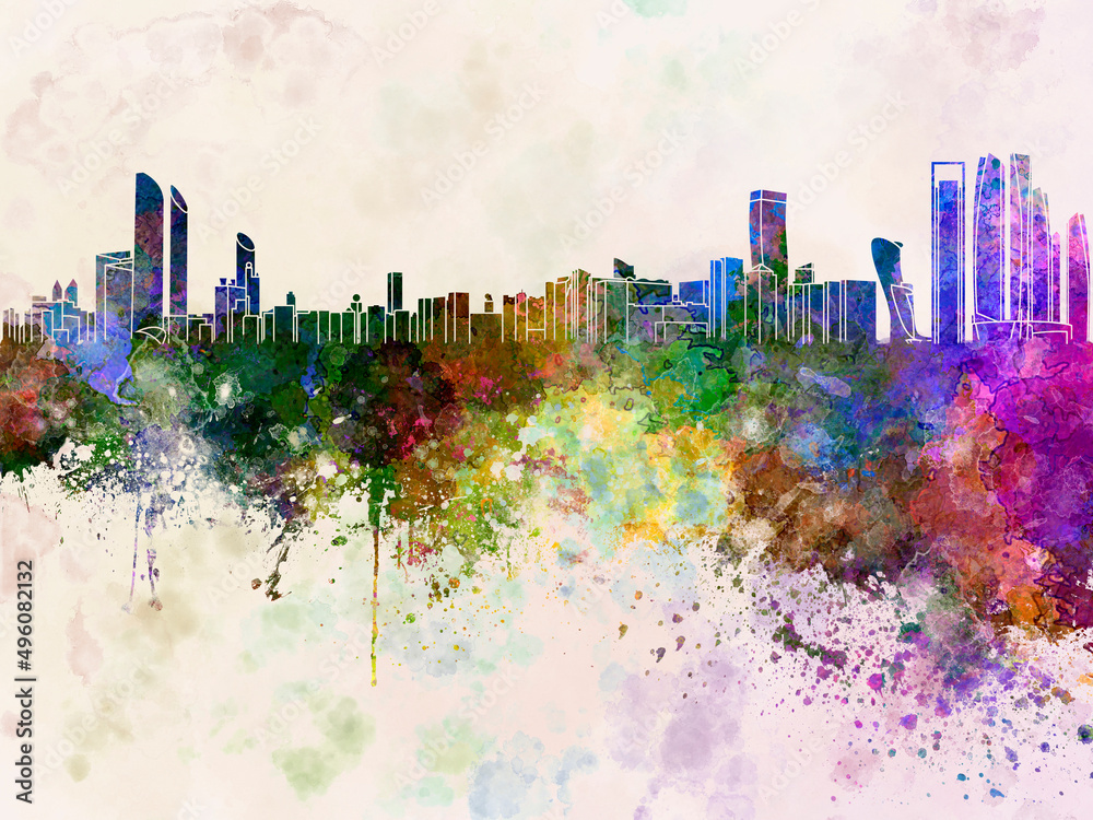 Obraz premium Abu Dhabi skyline in watercolor background