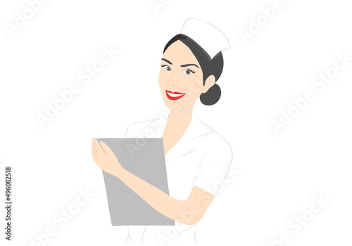Beautiful smiling nurse woman isolated on white background
