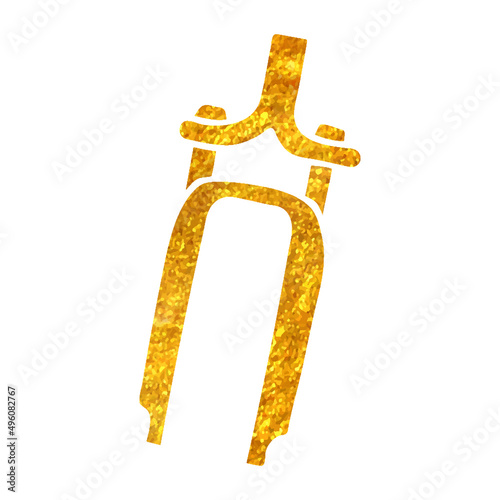 Hand drawn gold foil texture icon Bicycle suspension fork