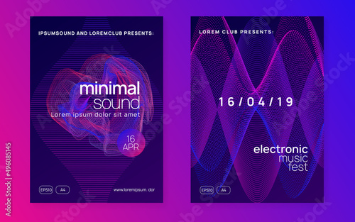 Gradient party flyer. Electro dance music. Electronic trance sound. Club dj poster. Techno event.