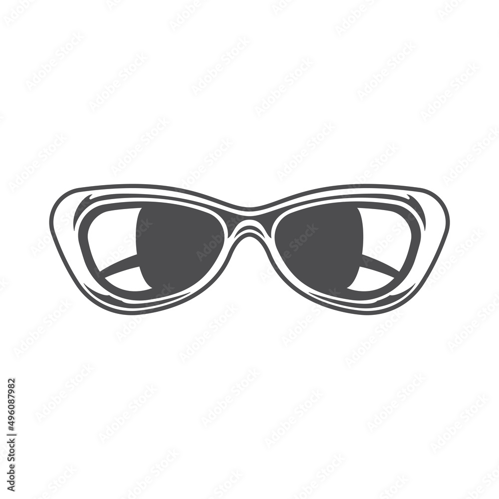 Sun glasses isolated on white background vector icon in retro style. Can be used for logo or badge. Sun glasses isolated on white background vector icon in retro style. Can be used for logo or badge.