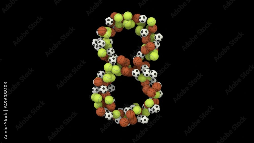 Sports Ball Themed Font Number 8 Sports Ball Themed Font Number 8