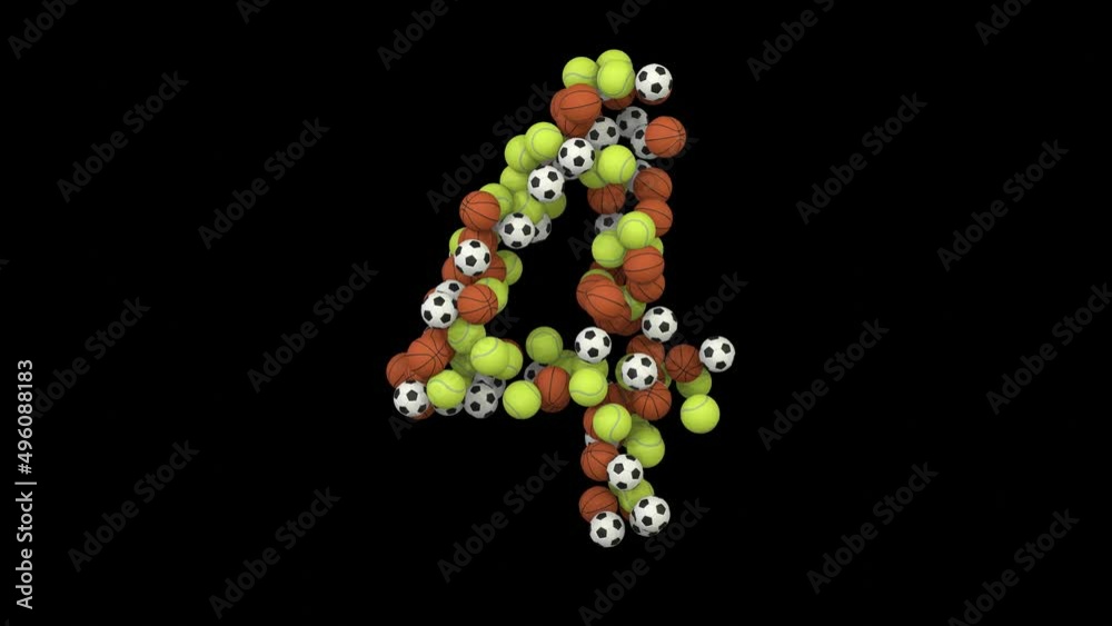 Sports Ball Themed Font Number 4 Sports Ball Themed Font Number 4