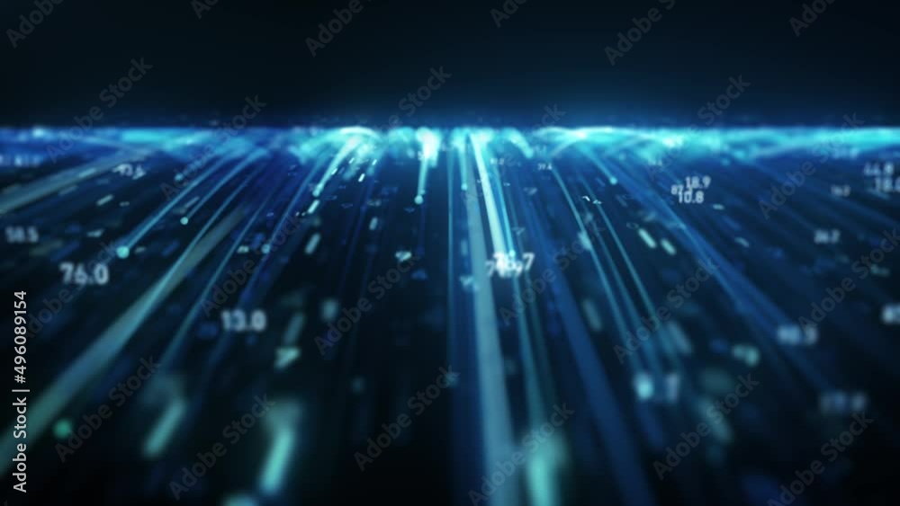 Big Data Digital Business Hitech Background/ 4k animation of an abstract wallpaper big data business digital technology background including connected lines and numbers matrix styled flowing with dept