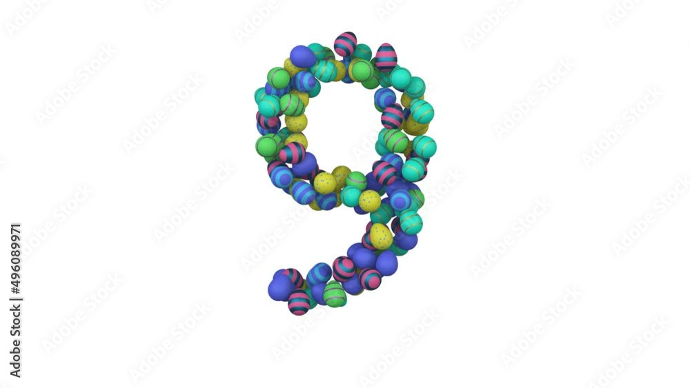 Easter Egg Themed Font  Number 9