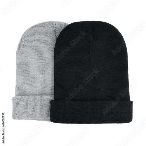 Red wool hat isolated on white background. knitted hat isolated on white background. Wool beanie variant, winter beanie hat. various styles of beanie hats isolate white background. 