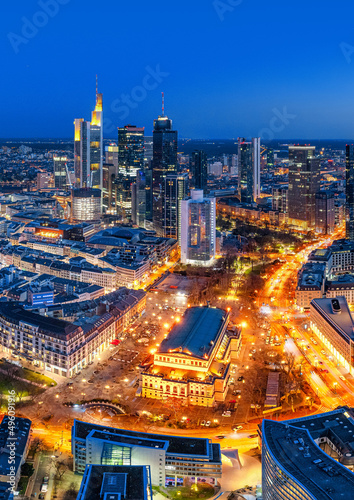 frankfurt am main downtown skypano night