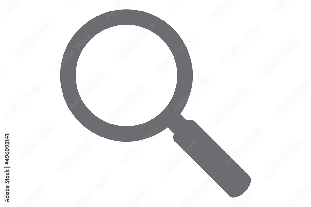 Grey magnifying glass icon isolated on white. Search icon in flat style. Trendy magnifying glass icon for search and zoom symbol, sign, ui, web site and magnifier logo. Modern magnifying glass vector Grey magnifying glass icon isolated on white. Search icon in flat style. Trendy magnifying glass icon for search and zoom symbol, sign, ui, web site and magnifier logo. Modern magnifying glass vector