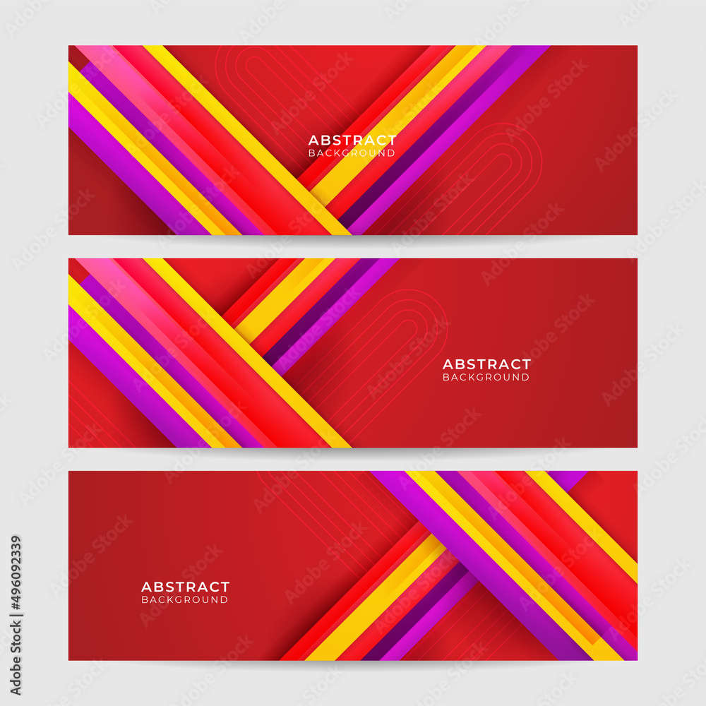 Modern colorful red abstract web banner background creative design. Banner design with square, triangle, circle, halftone, and dots. Vector abstract graphic design banner pattern background template.