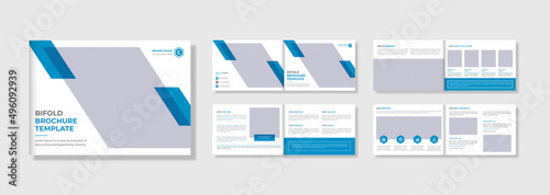 Corporate business modern landscape bifold company profile brochure template design	
