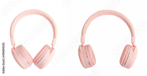 pink headphones isolated on a white background