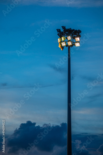 Light stadium or Sports lighting at night, evening