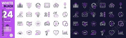 Search, Shields and 24h service line icons for website, printing. Collection of Quick tips, Approved documentation, Work home icons. Vip star, Floor lamp, Agent web elements. Opinion. Vector