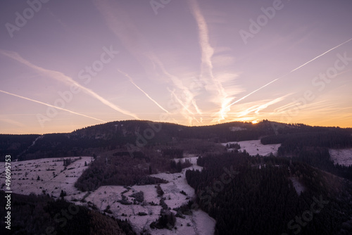 Blick auf die Höhnberge im Winter bei Floh-Seligenthal