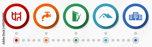 Home construction, installation concept vector icon set, infographic template, flat design web buttons