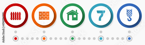 Home construction, building service concept vector icon set, infographic template, flat design web buttons