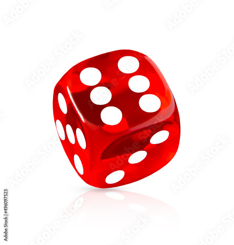 red playing dice isolated on a white background