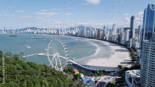 Aerial of Balneário Camboriú city and famous Ferris wheel of Balneário Camboriu, the Big Wheel. photo