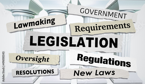 Legislation New Laws Government Action Regulation Headlines News 3d Illustration photo