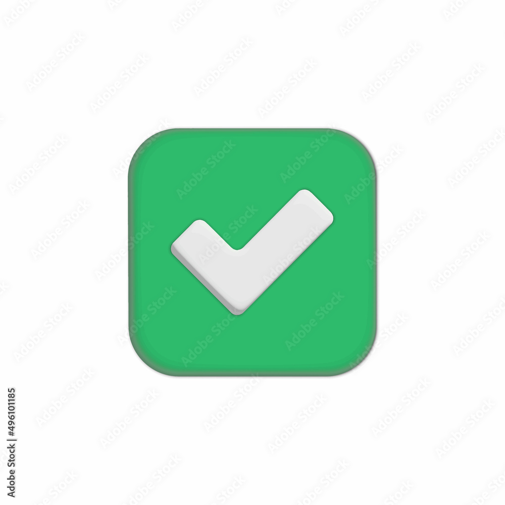 Check mark icon isolated over lime green background. 3d Check mark icon isolated over lime green background. 3d