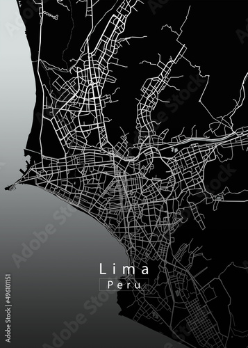 Fotografie, Obraz Lima Peru City Map