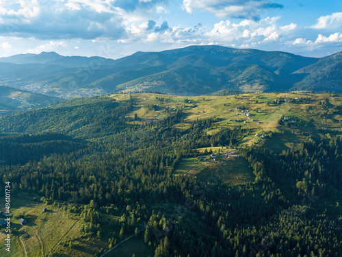 Ukrainian Carpathians mountains in summer. Aerial drone view. © Sergey