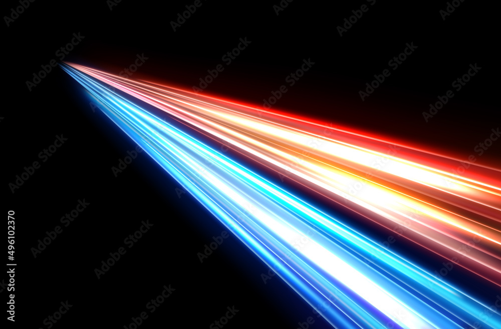 Colorful light trails, long time exposure motion blur effect. Vector Illustration