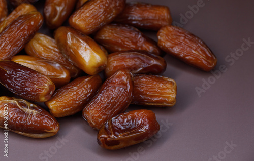 A bunch of ripe dried dates. Dried dates.