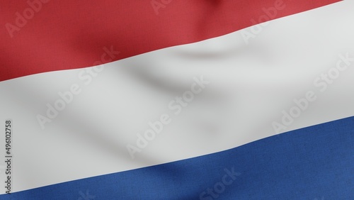 National Flag of the Netherlands waving 3D Render, Holland tricolour flag, de Nederlandse vlag, Kingdom of the Netherlands flag Dutch