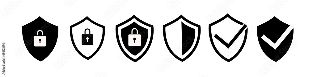 Shield icon set. Protection icon vector. Security vector icon Shield icon set. Protection icon vector. Security vector icon