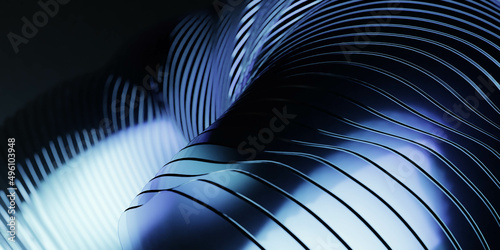 Fototapeta Naklejka Na Ścianę i Meble -  abstract glass sheet with dark blue light 3d render illustration