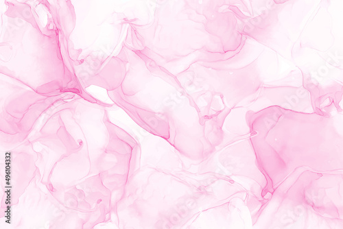 Abstract pink marble watercolor background. Spring wedding invitation. Vector card design. Pink quartz background. Alcohol ink. Watercolor brush texture. Abstract marble pattern