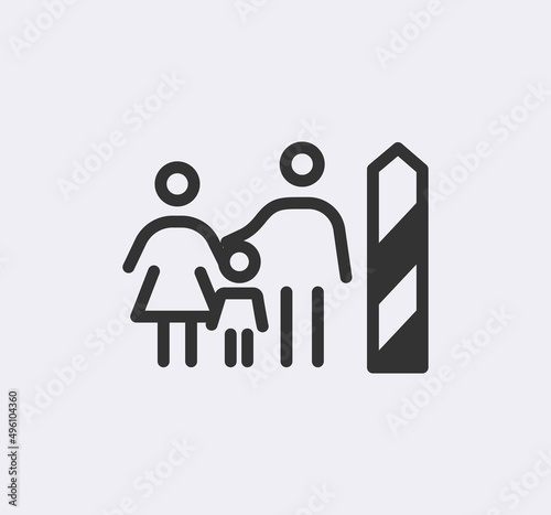 Immigration, refugees line icon set