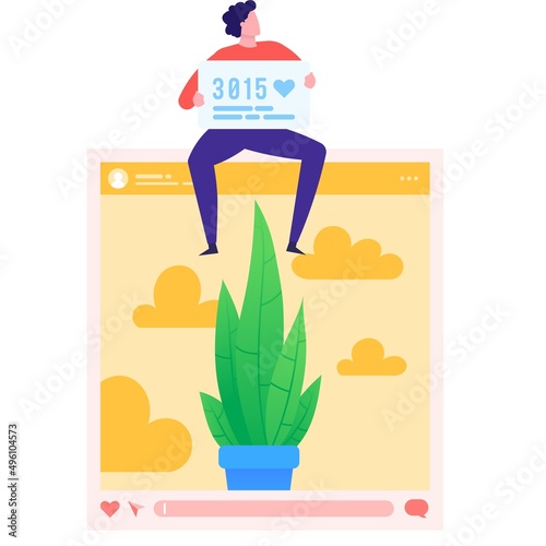 Man collect like for creative photo icon vector
