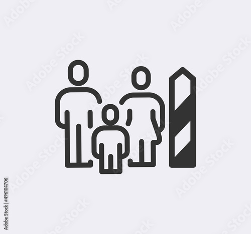 Immigration, refugees line icon set